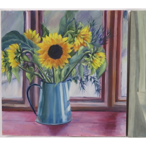 195 - English school 'Still life studies' a pair of oils on canvas, 50x50cm each