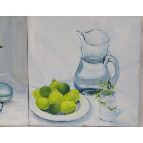 197 - Irish school 'Still life studies' a pair of oils on canvas, 50x50cm each