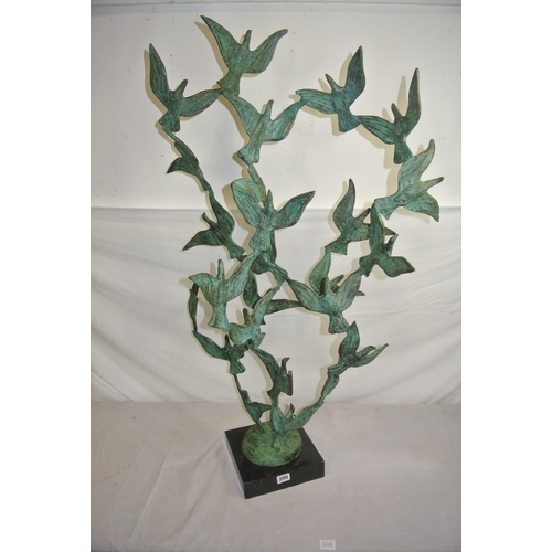 200 - John Behan RHA 'Birds in flight' bronze sculpture on square granite base, 100 x 63 x 40cm (inc base)