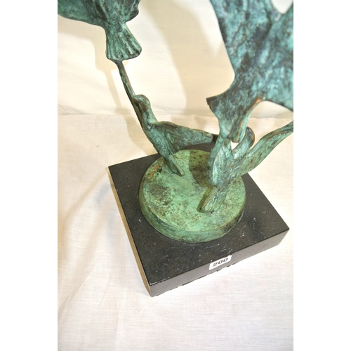 200 - John Behan RHA 'Birds in flight' bronze sculpture on square granite base, 100 x 63 x 40cm (inc base)