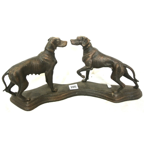 205 - Victorian style bronzed group 'Hounds' on shaped base, 47cm width