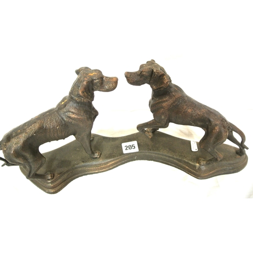 205 - Victorian style bronzed group 'Hounds' on shaped base, 47cm width