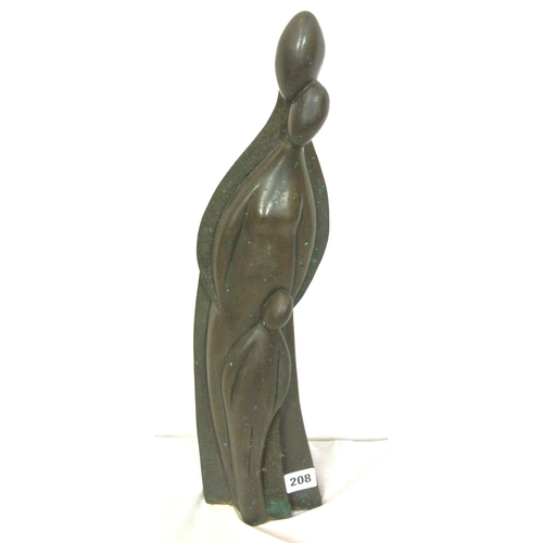 208 - Art deco bronzed statue 'Family' 48cm high