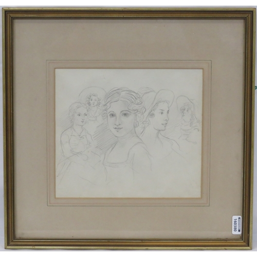 213 - After Sir David Wilkie RA 'Sketch of 5 young ladies' pencil, 17x19cm