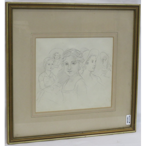 213 - After Sir David Wilkie RA 'Sketch of 5 young ladies' pencil, 17x19cm