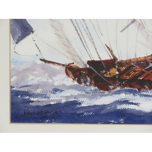 231 - Ken Hayes 'Sailing' watercolour, 26x33cm, signed