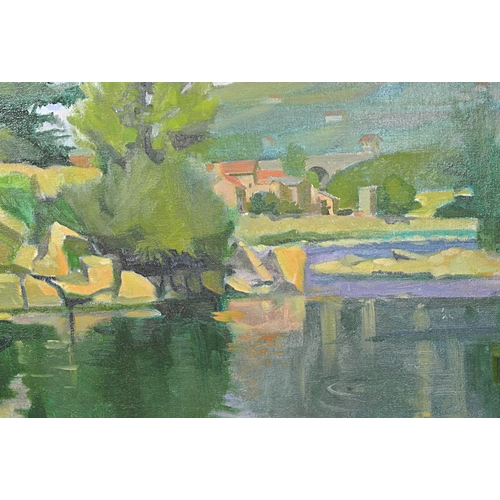 235 - H W Critchley 'Riverside scene' oil on canvas 50x60cm signed