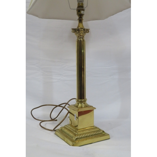 241 - Edwardian style brass electric lamp with corinthian column and stepped base