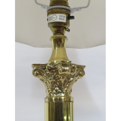 241 - Edwardian style brass electric lamp with corinthian column and stepped base