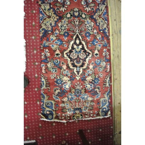 297 - Terracotta ground full pile Persian hamadan runner with unique all over floral pattern 370 X 54 cm