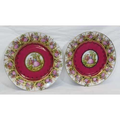 308 - Pair of Karlsbad round plaques with ornate figured & foliate decoration