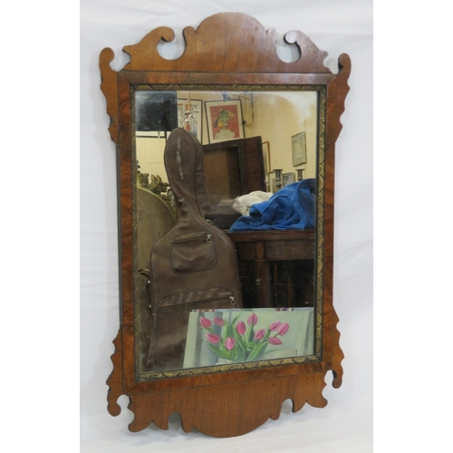 317 - Queen Anne mahogany wall mirror with gilt & foliate decoration