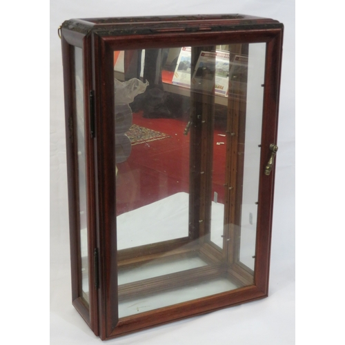 318 - Edwardian style wall display cabinet with glazed doors & shelving