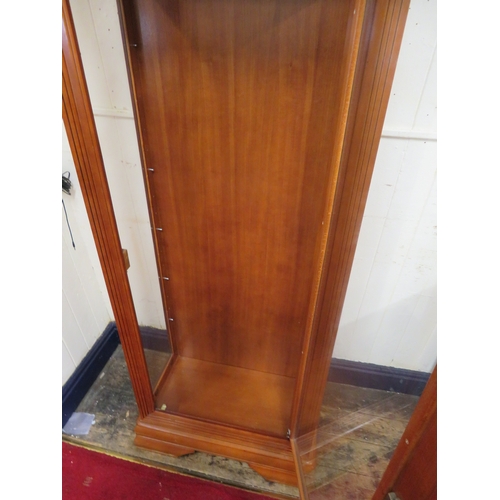 320 - Walnut cased display cabinet with glazed doors & shelving, on bracket feet