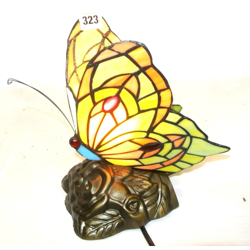 323 - Art Deco style butterfly lamp with panelled & foliate decoration