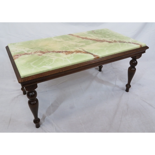 326 - Oblong resin coffee or occasional table with reeded border, on baluster turned legs