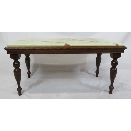 326 - Oblong resin coffee or occasional table with reeded border, on baluster turned legs