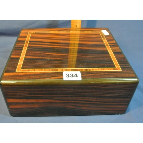 334 - Elie Bleu Paris inlaid & crossbanded rosewood humidor with hygrometer inset