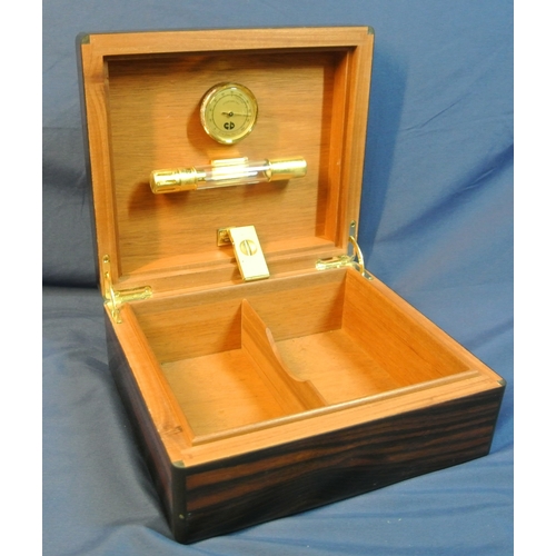 334 - Elie Bleu Paris inlaid & crossbanded rosewood humidor with hygrometer inset