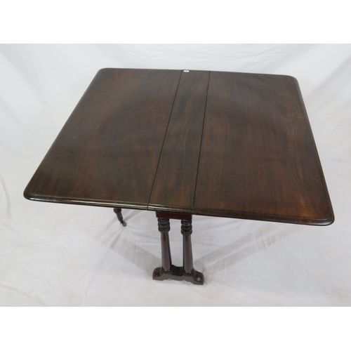 349 - Victorian mahogany pembroke table with drop leaves, gateleg supports, with turned columns & legs & b... 