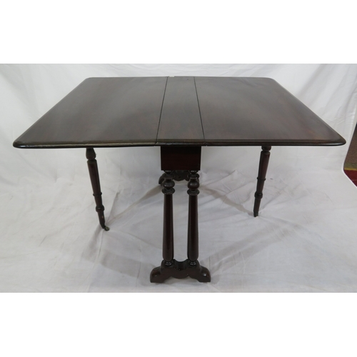 349 - Victorian mahogany pembroke table with drop leaves, gateleg supports, with turned columns & legs & b... 