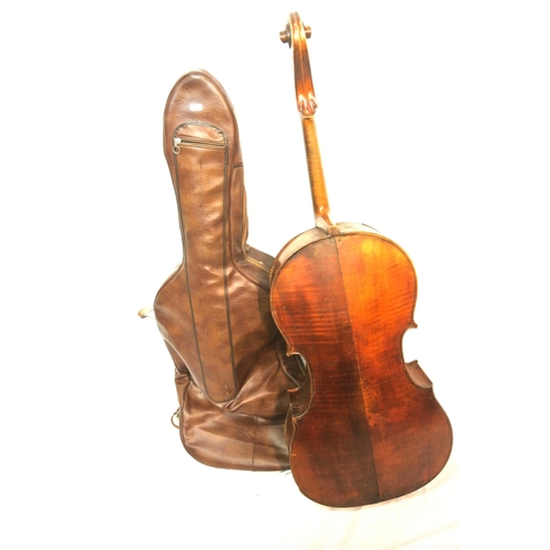 362 - Vintage cello in leather carrying case.