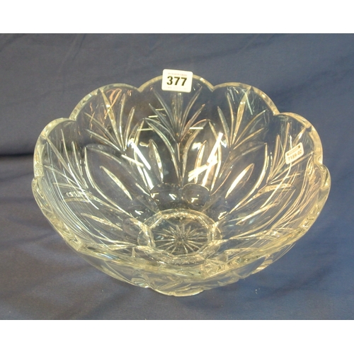 377 - Waterford Crystal flower or fruit bowl with wavy rim, on raised round base