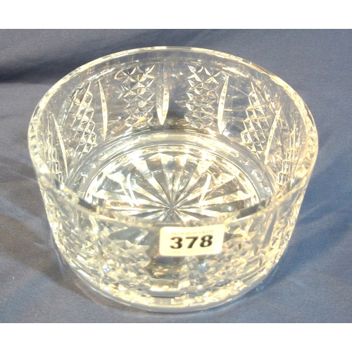 378 - Waterford Crystal cut glass round fruit or flower bowl with faceted decoration