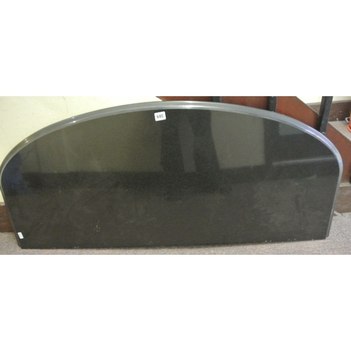 389 - V-shaped granite hearth with curved border. 120x50cm