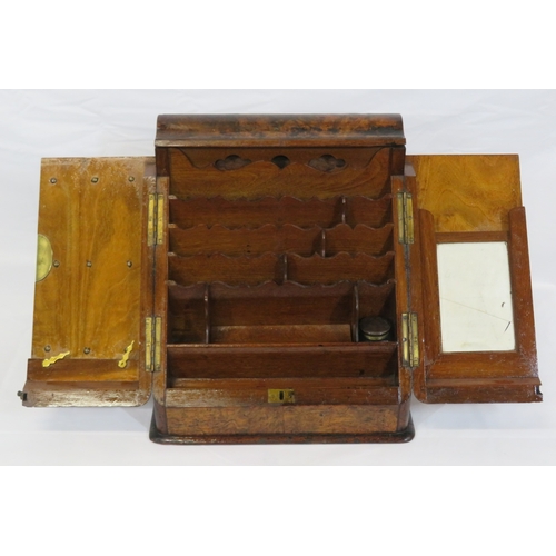 404 - Edwardian walnut stationery box with lift-up lid, sectioned interior