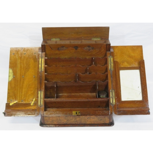 404 - Edwardian walnut stationery box with lift-up lid, sectioned interior