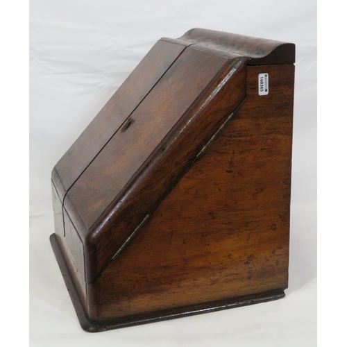 404 - Edwardian walnut stationery box with lift-up lid, sectioned interior