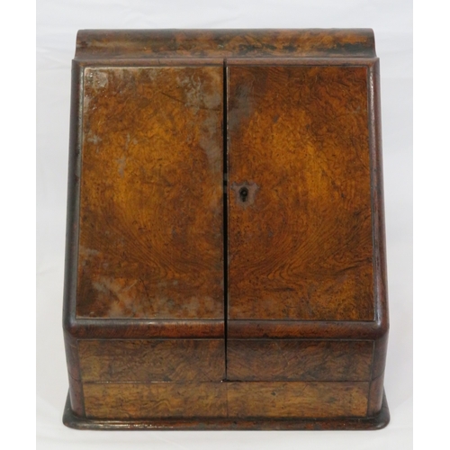 404 - Edwardian walnut stationery box with lift-up lid, sectioned interior