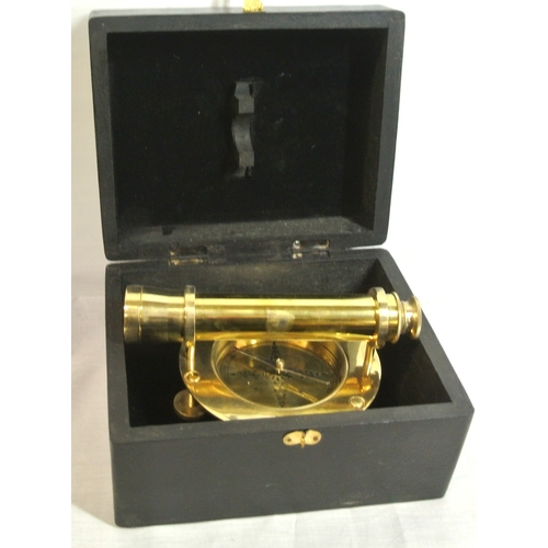 407 - Mariners brass compass with telescope in presentation case