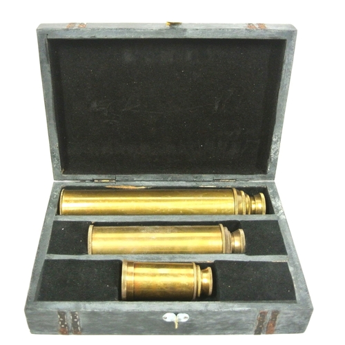 408 - Set of 3 mariners adjustable telescopes of graduated sizes in presentation box