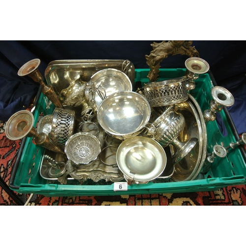 6 - Large lot of assorted silverplated items, in box