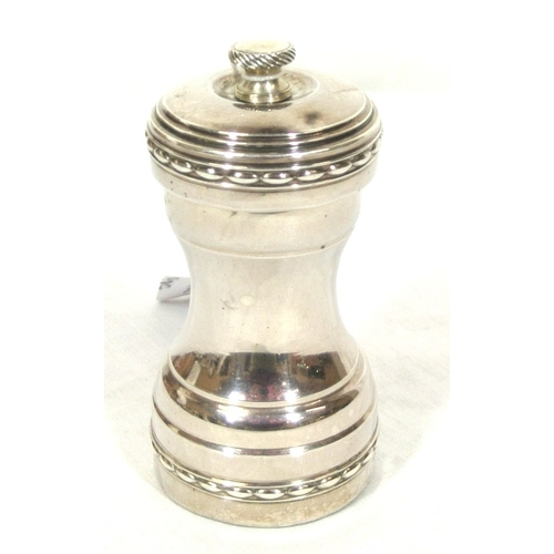 63 - Persian silver peppercorn or nutmeg grater of round baluster form. 149g 9.5cm