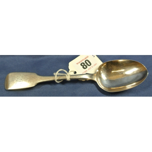 80 - Scottish silver tablespoon with crested fiddle pattern handle, 37g, 18cm