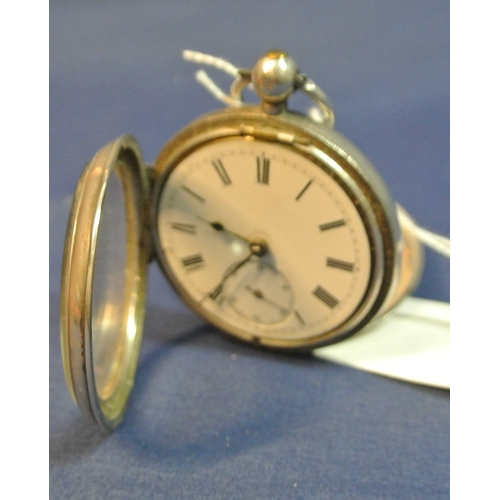 86 - Birmingham silver cased pocket watch with seconds dial, in ornate silver case