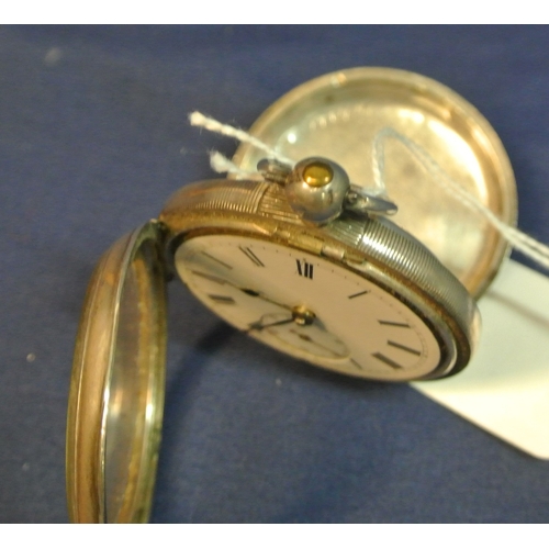 86 - Birmingham silver cased pocket watch with seconds dial, in ornate silver case