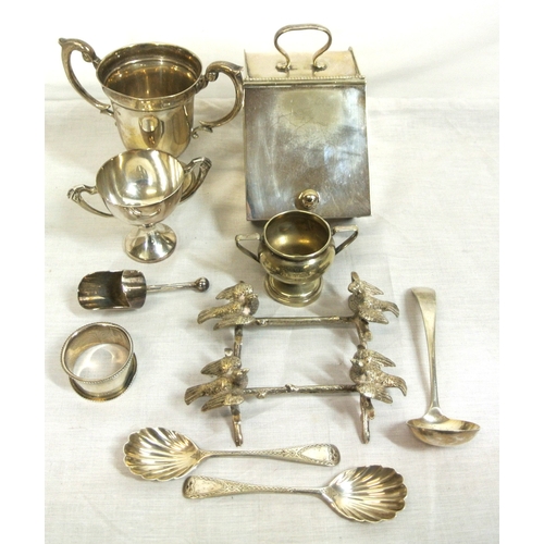 9 - Assorted lot of silver & plated items in box