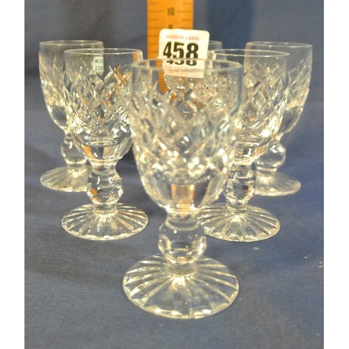 457 - Set of Waterford Crystal stemmed liqueur glasses with diamond decoration