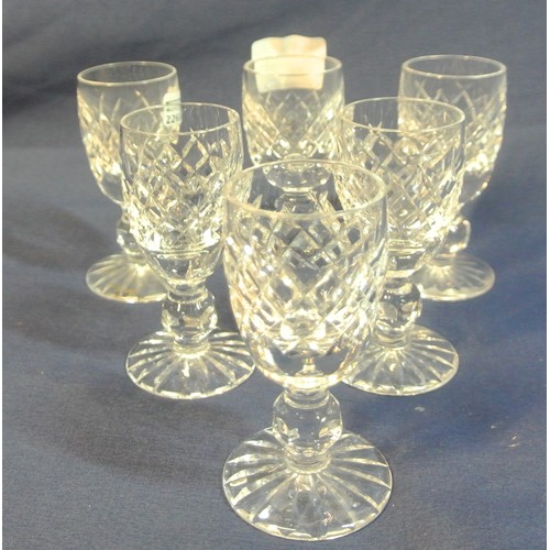 457 - Set of Waterford Crystal stemmed liqueur glasses with diamond decoration