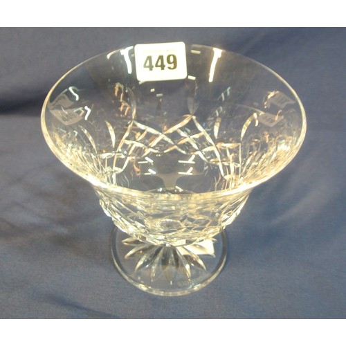 449 - Waterford Crystal cut glass small comport or vase with diamond decoration & round base