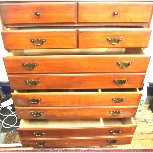 440 - Mahogany chest of five drawers with drop handles, on bracket feet