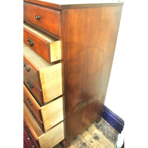 440 - Mahogany chest of five drawers with drop handles, on bracket feet