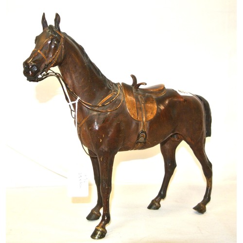 433 - German bronzed figure of a racehorse with saddle & reins