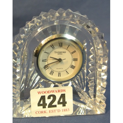 424 - Waterford Crystal cut glass domed desk clock