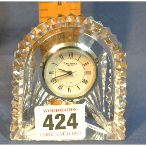 424 - Waterford Crystal cut glass domed desk clock