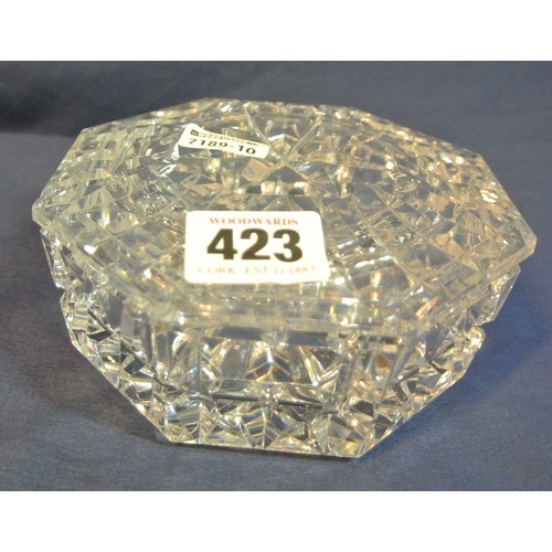 423 - Waterford Crystal hexagonal bowl with lid